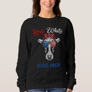 Sweatshirt Rouge Blanc & Moo 4 juillet Vêtements Usa Patrioti