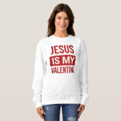 Sweatshirt Rouge et Blanc Jésus est ma Saint Valentin chrétie (Devant entier)