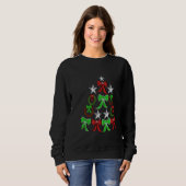Sweatshirt rouge et vert de raglan de vacances de (Devant entier)