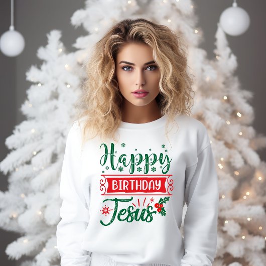 Sweatshirt Rouge et vert Joyeux anniversaire Jésus Noël