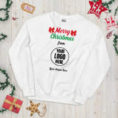 Sweatshirt Rouge et vert Script Joyeux Noël Bow Logo Slogan