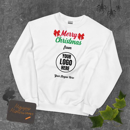 Sweatshirt Rouge et vert Script Joyeux Noël Bow Logo Slogan