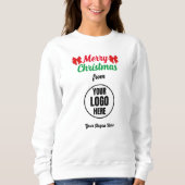 Sweatshirt Rouge et vert Script Joyeux Noël Bow Logo Slogan (Devant)