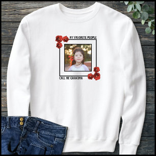 Sweatshirt Rouge Floral 1 Photo Jolie Citation Meilleure Gran