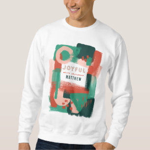 Sweatshirt Rouge graphique abstrait moderne, rose + joyeux