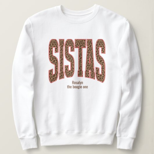 Sweatshirt Rouge + Imprimé léopard Varsity SISTAS (Design devant)