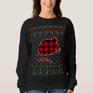 Sweatshirt Rouge Plaid Animaux laides Sweater Noel Adulte Rat