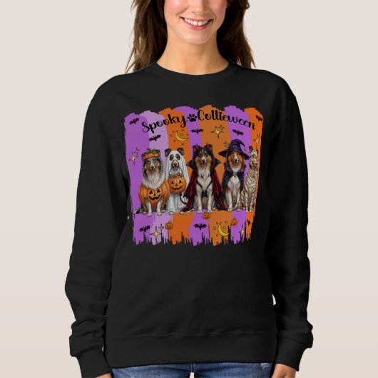 Sweatshirt Rough Collie Halloween Chiens (Devant)