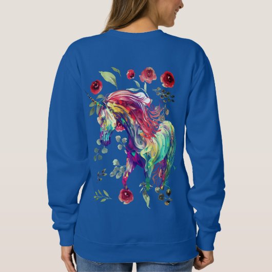 Sweatshirt (Royal Blue) Chats Unicorn tendance à la mode (Dos)