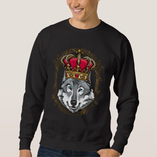 Sweatshirt Royal Gray Wolf King Queen Princess Wild Animal Wo (Devant)
