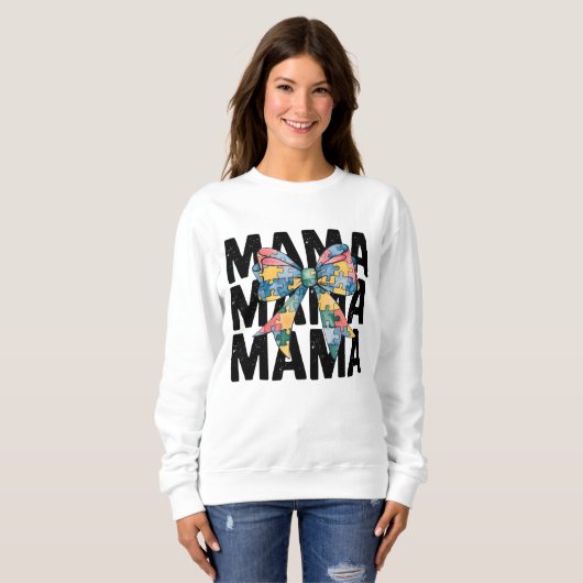 Sweatshirt Ruban Autisme Mama (Devant entier)