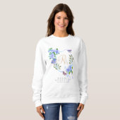 Sweatshirt Ruban Chic Monogramme Rose Bleue (Devant entier)