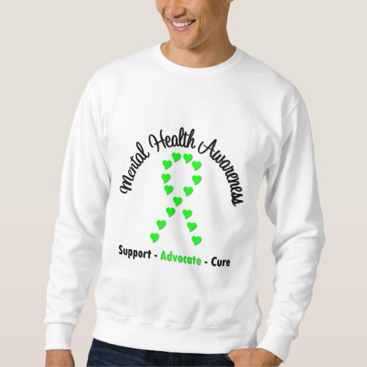 Sweatshirt Ruban de coeur de conscience de santé mentale (Devant)