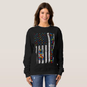 Sweatshirt Ruban de sensibilisation à l'autisme Drapeau améri (Devant entier)