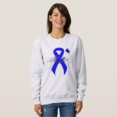 Sweatshirt Ruban de sensibilisation bleu avec papillon (Devant entier)