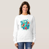 Sweatshirt Ruban de sensibilisation Turquoise Myasthenia Grav (Devant entier)