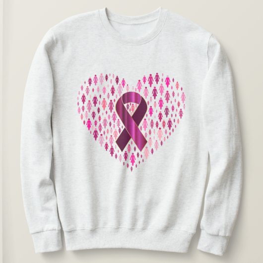 Sweatshirt Ruban et coeur de sensibilisation au cancer du sei (Design devant)