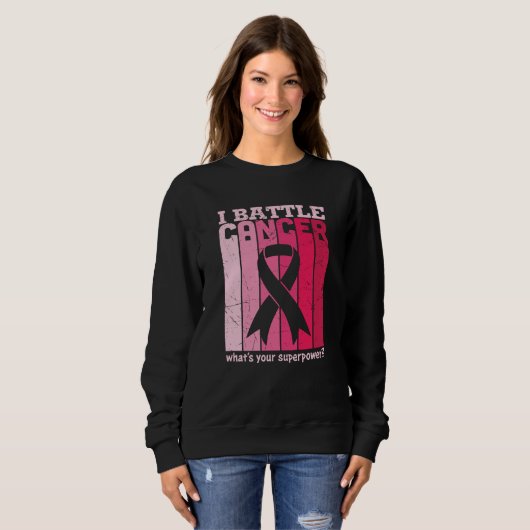 Sweatshirt Ruban rose Bataille Cancer Survivant Soutien Guerr (Devant entier)