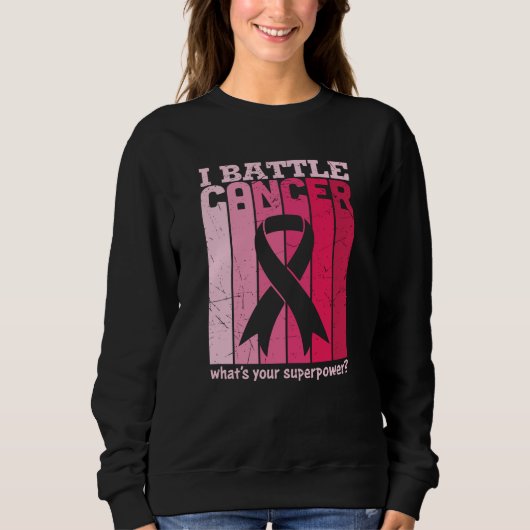 Sweatshirt Ruban rose Bataille Cancer Survivant Soutien Guerr (Devant)