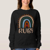 Sweatshirt Ruby Nom Personnalisé Drôle Femmes Rainbow Ruby (Devant)