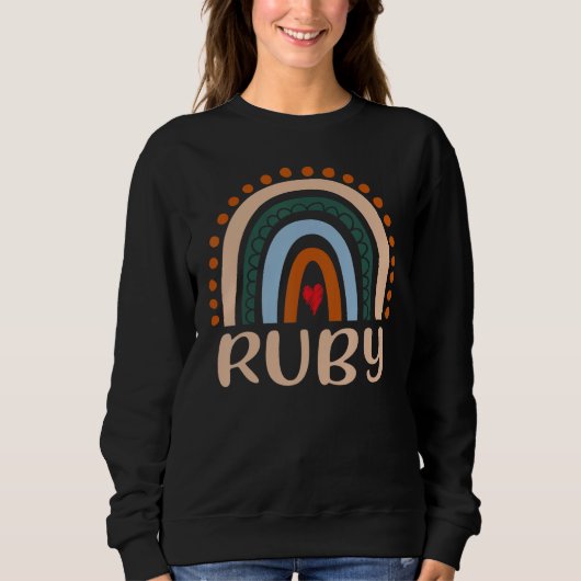 Sweatshirt Ruby Nom Personnalisé Drôle Femmes Rainbow Ruby (Devant)