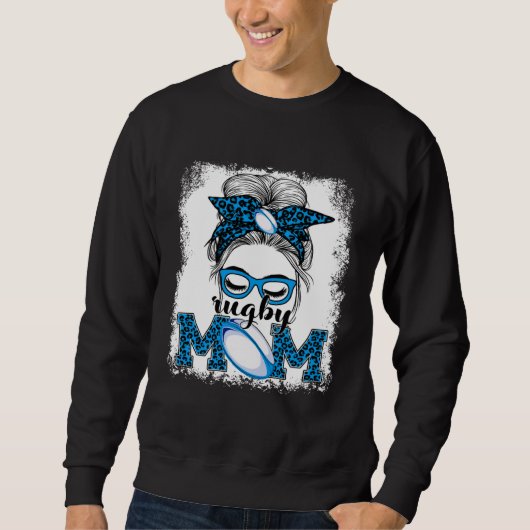 Sweatshirt Rugby Mom Mother's Day Game Day Messy Bun Leopard (Devant)
