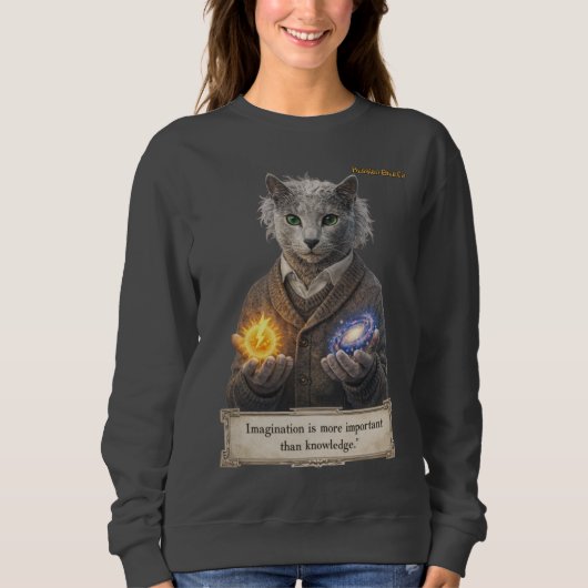 Sweatshirt Russian Blue Einstein Cat - Imagination (Devant)