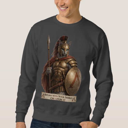 Sweatshirt Russian Blue Spartan Cat (Devant)