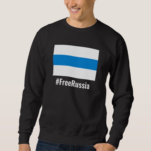Sweatshirt Russie libre - Anglais - Bleu blanc Drapeau (Devant)
