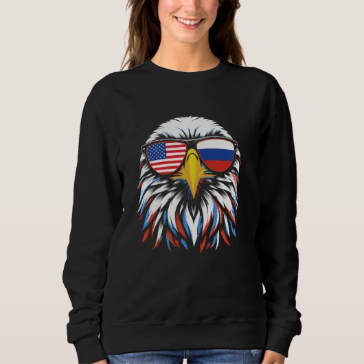 Sweatshirt Russie USA Drapeau moitié Russe Américain Ea Patri (Devant)