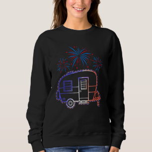 Sweatshirt RV Camping Drapeau Américain Feu d'artifice 4 juil