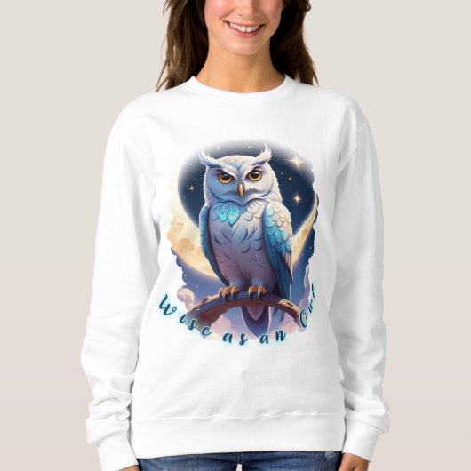 Sweatshirt Sage comme un hibou, Calme comme la lune (Devant)