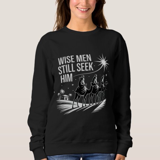 Sweatshirt Sages cherchent encore Jésus Noël chrétien (Devant)