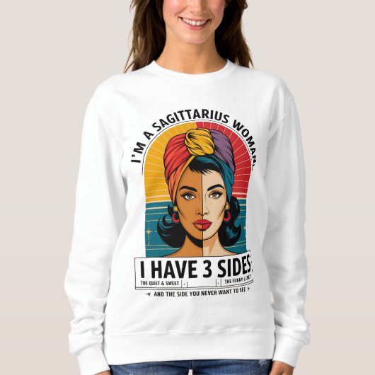 Sweatshirt Sagittarius femme avec trois côtés Drôle Drôle Tef (Devant)