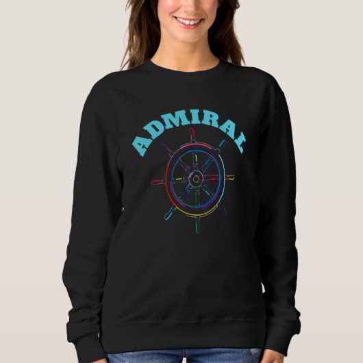 Sweatshirt Sailing Boating Steer Wheel Pop Art Admiral (Devant)