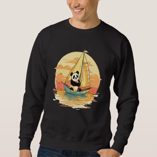 Sweatshirt Sailing Panda Summer Boat Family Vacation (Devant)