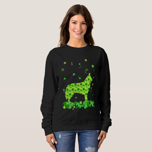 Sweatshirt Saint Patrick S Day Chien Sibérien Husky Shamrock  (Devant entier)