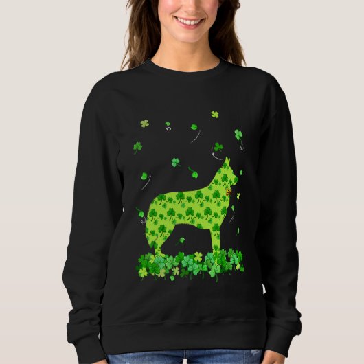 Sweatshirt Saint Patrick S Day Chien Sibérien Husky Shamrock  (Devant)