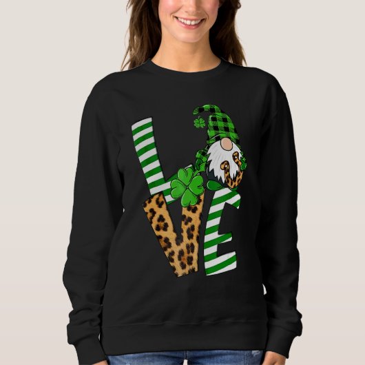 Sweatshirt Saint Patrick's Day Love Shamrocks Gnomies Lucky (Devant)