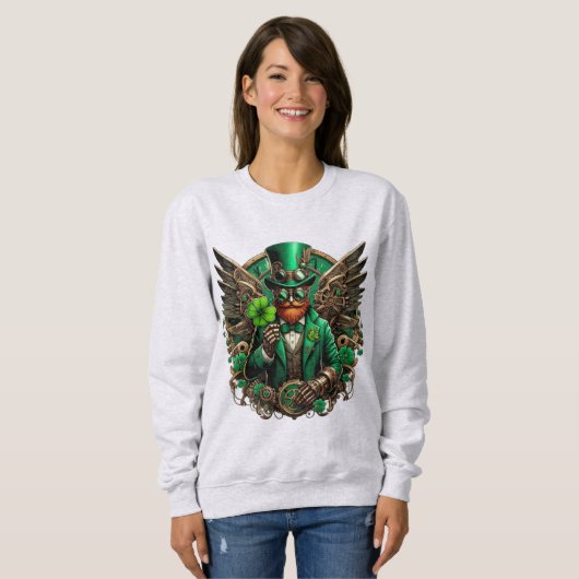 Sweatshirt Saint Patrick's Day trèfle à vapeur (Devant entier)
