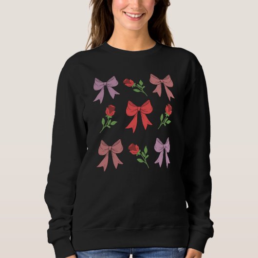 Sweatshirt Saint-Valentin Bows rouges et roses mignons (Devant)