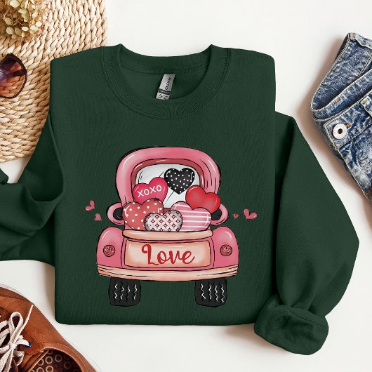 Sweatshirt Saint Valentin coeur chemise de voiture, cadeau de
