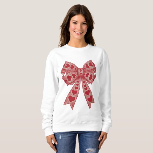 Sweatshirt Saint Valentin Coeur Coquette arc Retro Valentine (Devant entier)