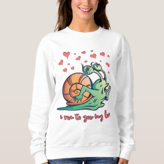 Sweatshirt Saint Valentin de l'escargot drôle courant (Devant)