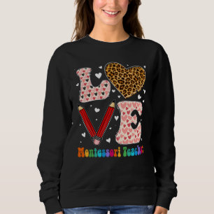 Sweatshirt Saint Valentin Montessori Professeur Léopard Carre