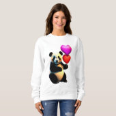 Sweatshirt Saint Valentin, Panda & Heart Balloon, Saint Valen (Devant entier)