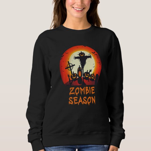 Sweatshirt Saison de zombies Cimetière effrayant au clair de (Devant)
