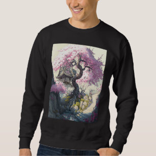 Sweatshirt Sakura Cherry Blossom Château Japonais Peinture Ar