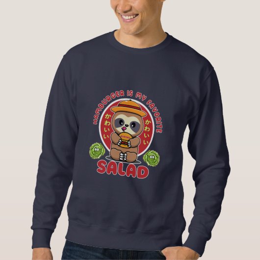 Sweatshirt Salade de hamburger Cute Kawaii (Devant)