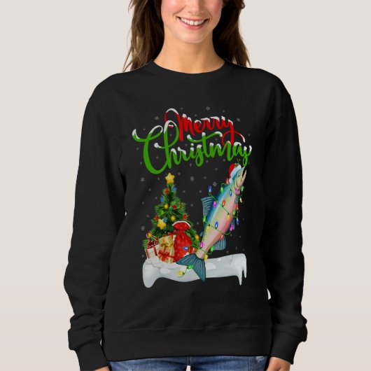 Sweatshirt Salmon Fish Xmas Decorations Santa Salmon Christ (Devant)